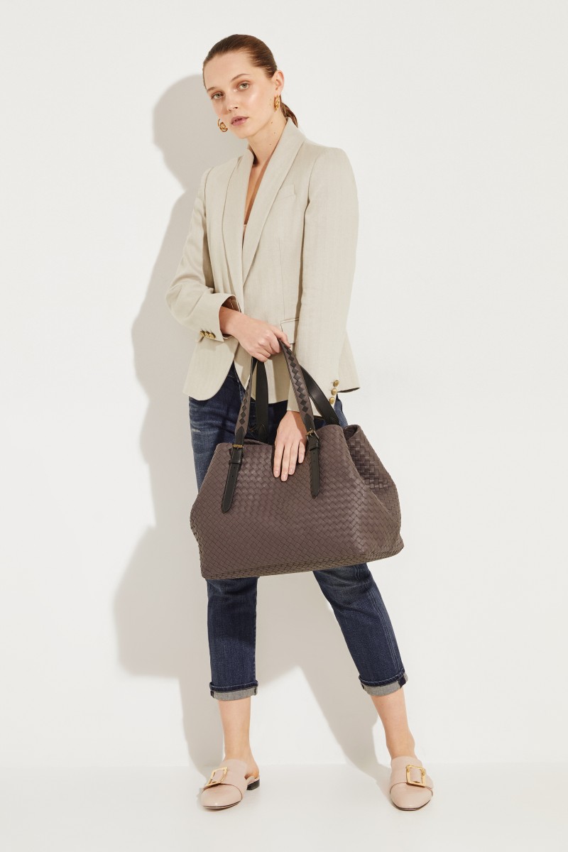 Geflochtener Leder-Shopper 'Tote' Braun