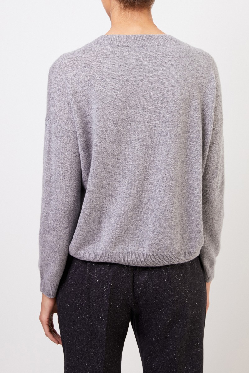 Iris von Arnim Cashmere-Pullover 'Calanna' mit Rundhals Grau