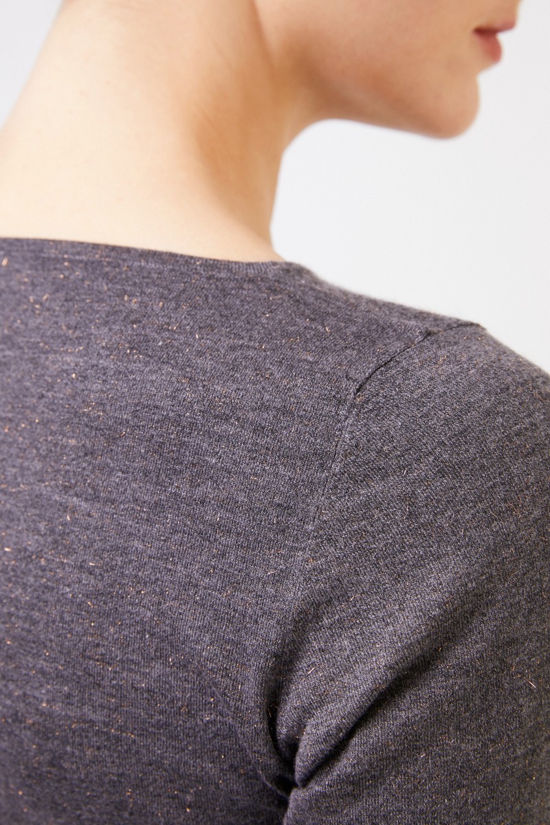 Brunello Cucinelli Cashmere-Pullover mit Lurexdetails Grau