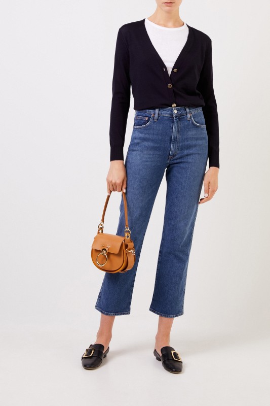 Tory Burch Woll-Cardigan 'Madeline' mit Logo-Knöpfen Marineblau