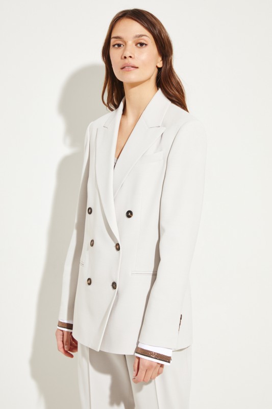 Woll-Blazer mit Blusendetail Grau