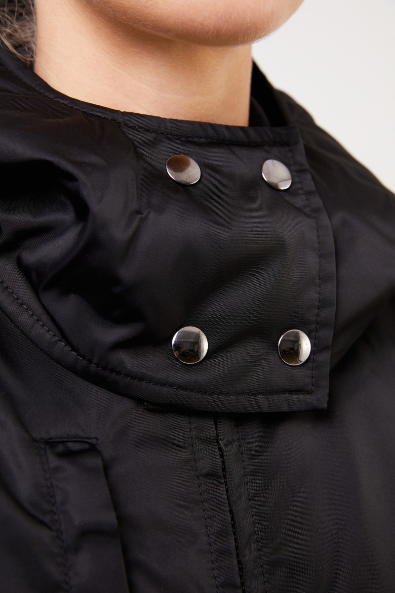 Acne Studios Lange Bomberjacke mit Kapuze Schwarz