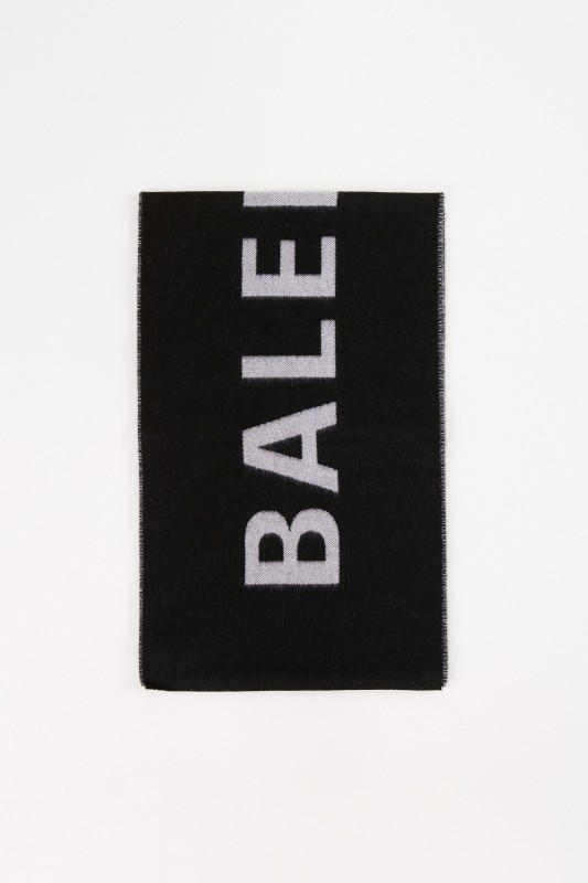 Woll-Schal mit Logo Schwarz/Weiß