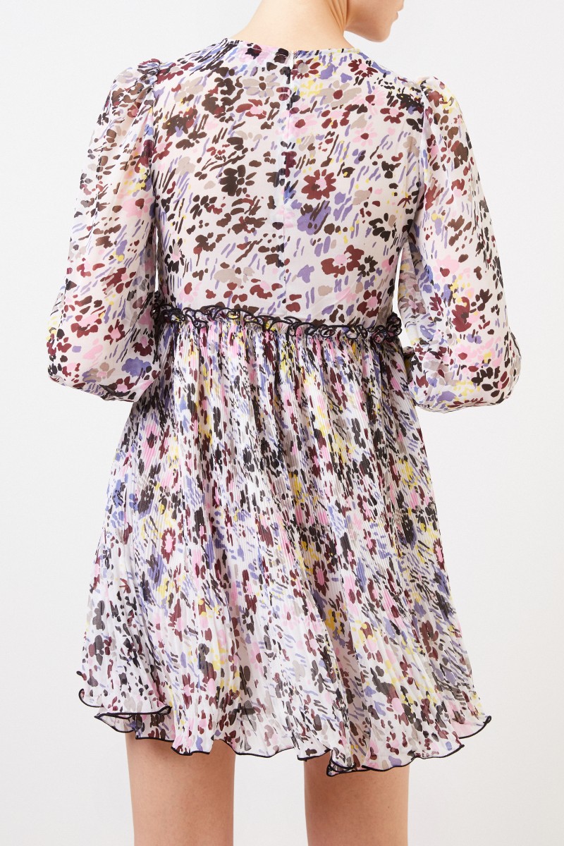 Ganni Minikleid 'Pleated Georgette' Multi