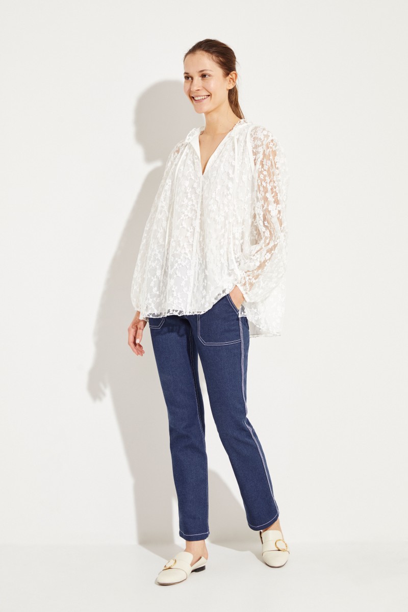 Baumwoll-Spitzen-Bluse Iconic Milk