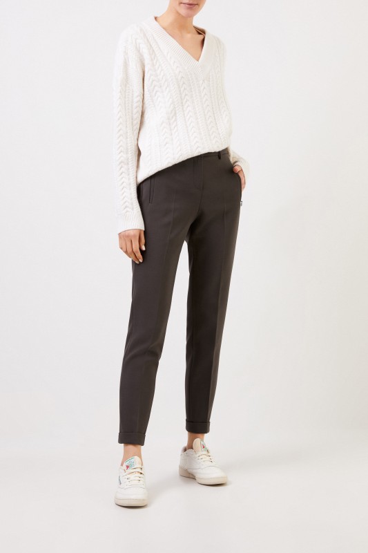 Seductive Hose 'Leni' mit Saumumschlag Khaki