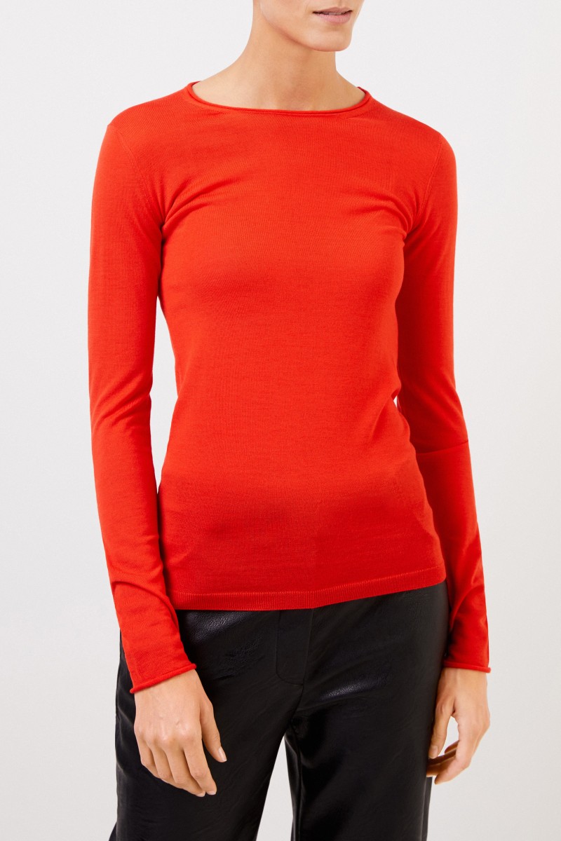 Stella McCartney Woll-Longsleeve mit Detail Gipsy Rot