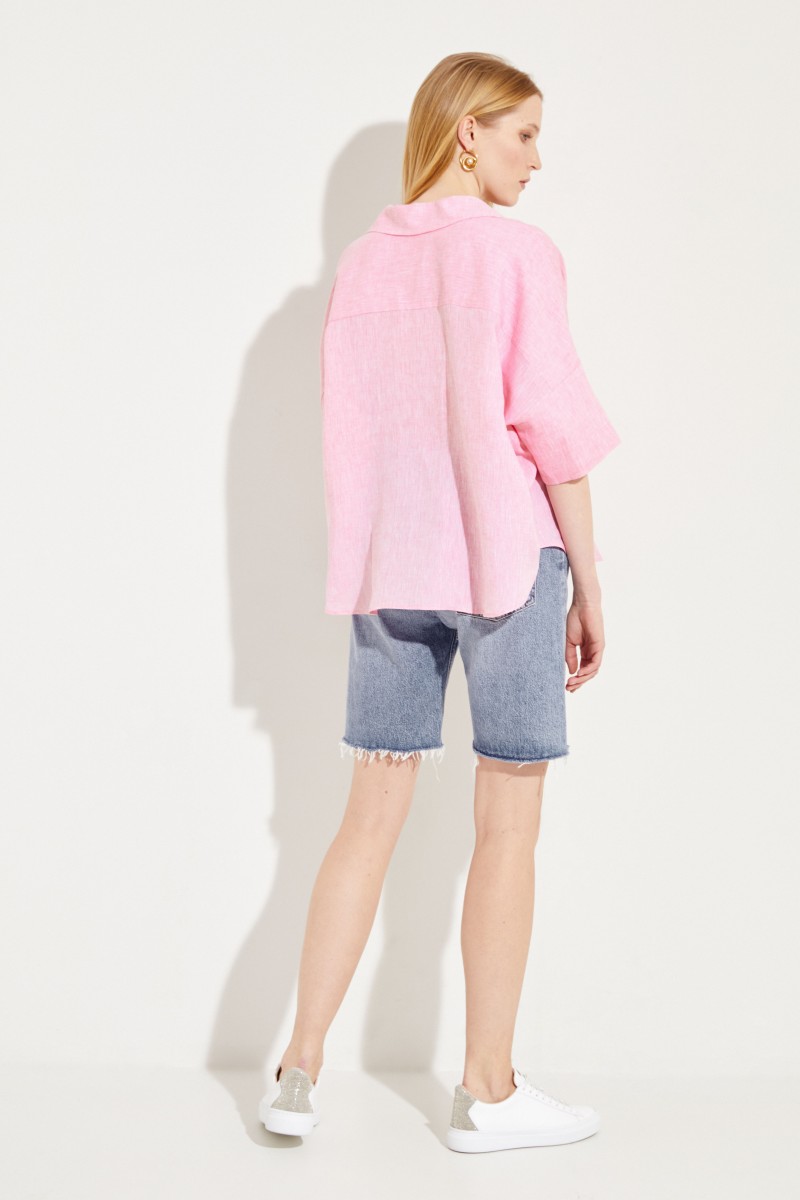 Oversize Leinen-Bluse Rosé