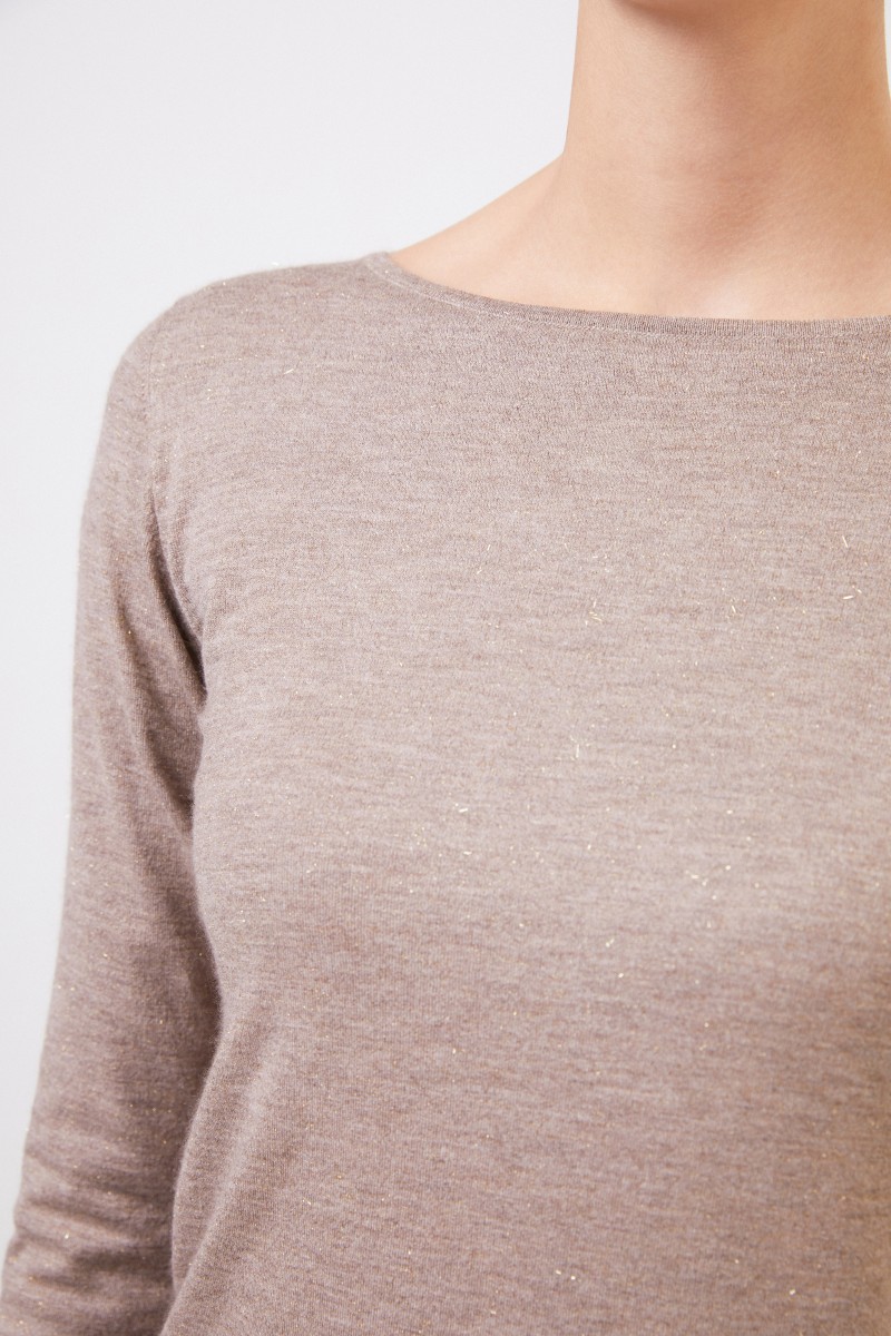 Brunello Cucinelli Cashmere-Pullover mit Lurexdetails Beige