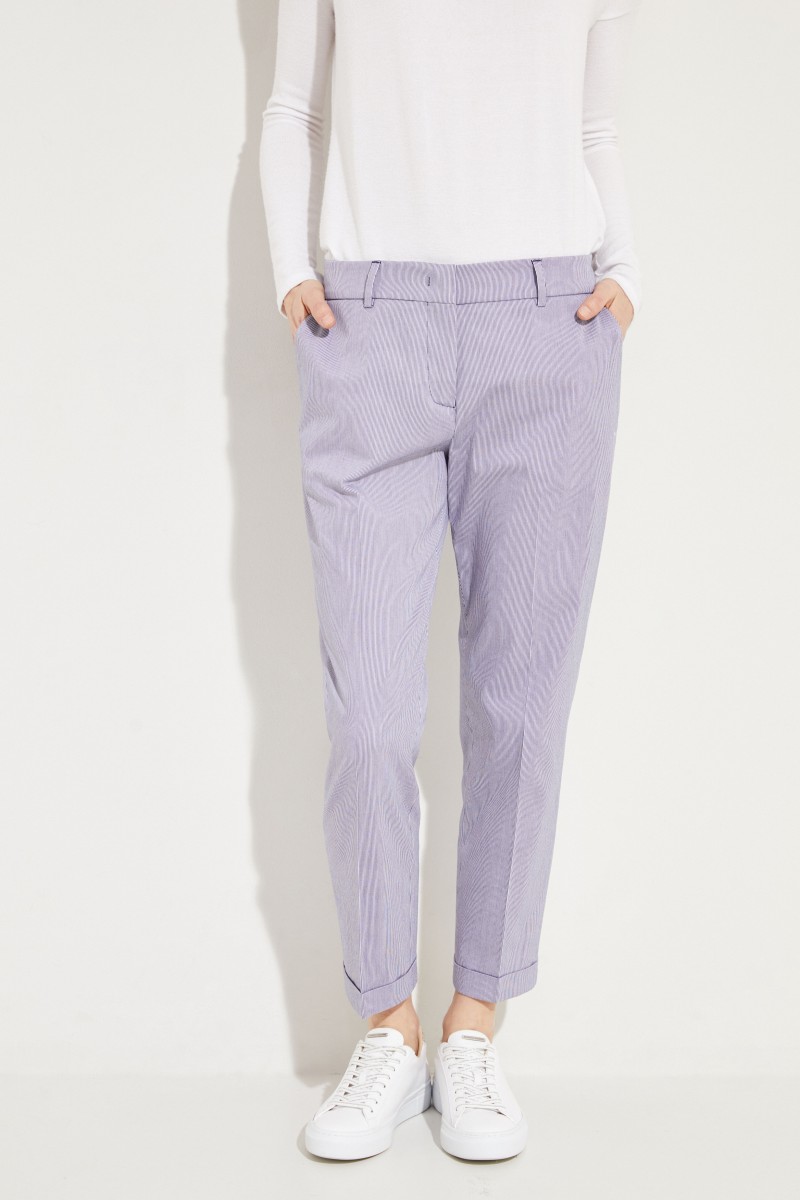 Gestreifte Baumwoll-Hose 'Violette' Blau/Weiß