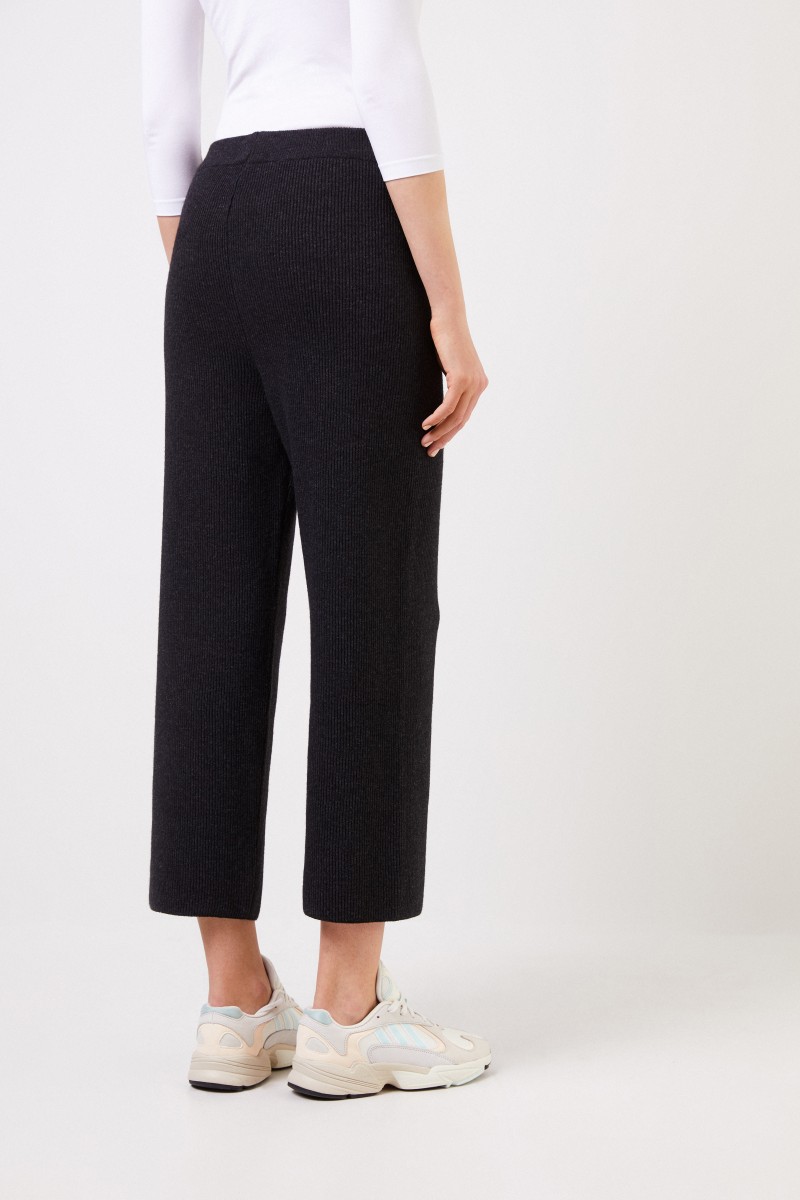 Woll-Hose 'Tigre' mit Bindedetail Anthrazit