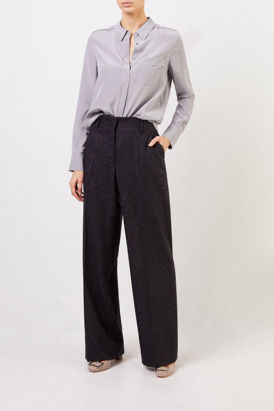 Woll-Seiden-Gabardinehose 'Jovell' Anthrazit