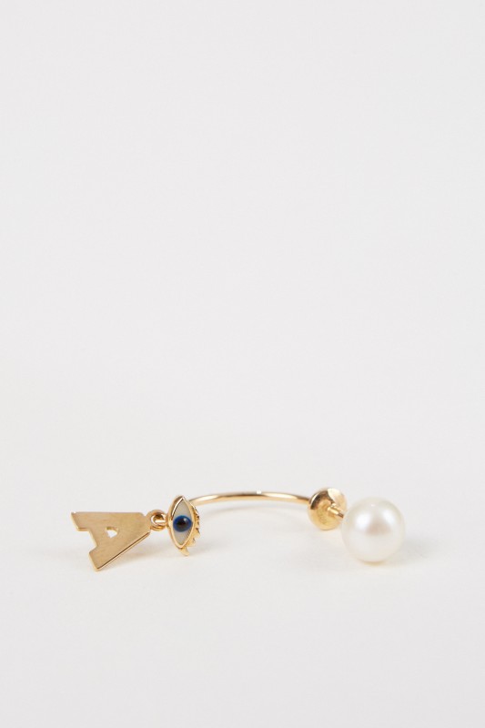 Delfina Delettrez Ohrring 'Micro Eye A' Gelbgold