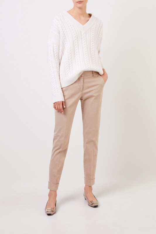 Cappellini Baumwoll-Hose mit umgeschlagenen Säumen Beige