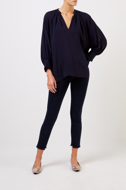 Joseph Seidenbluse 'Alma' Marineblau