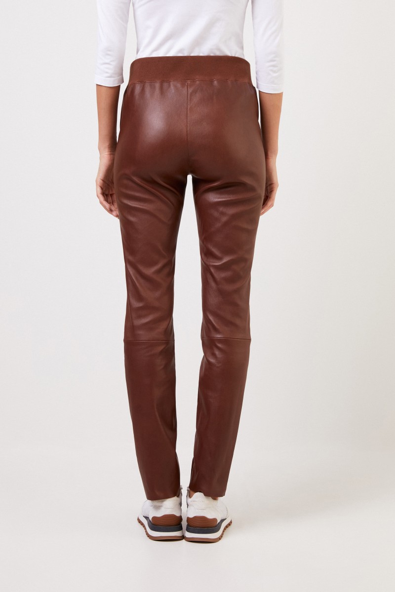 Brunello Cucinelli Klassische Lederhose Braun