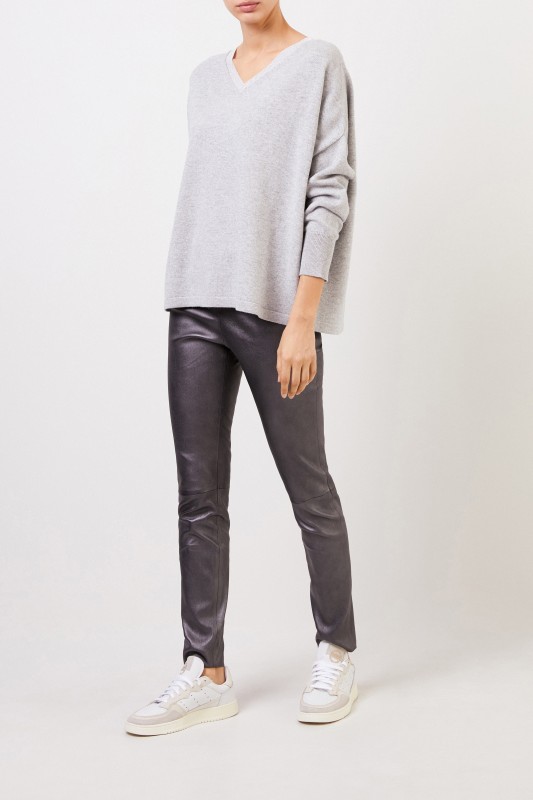 Fabiana Filippi Woll-Seiden-Pullover mit Lurex-Detail Grau