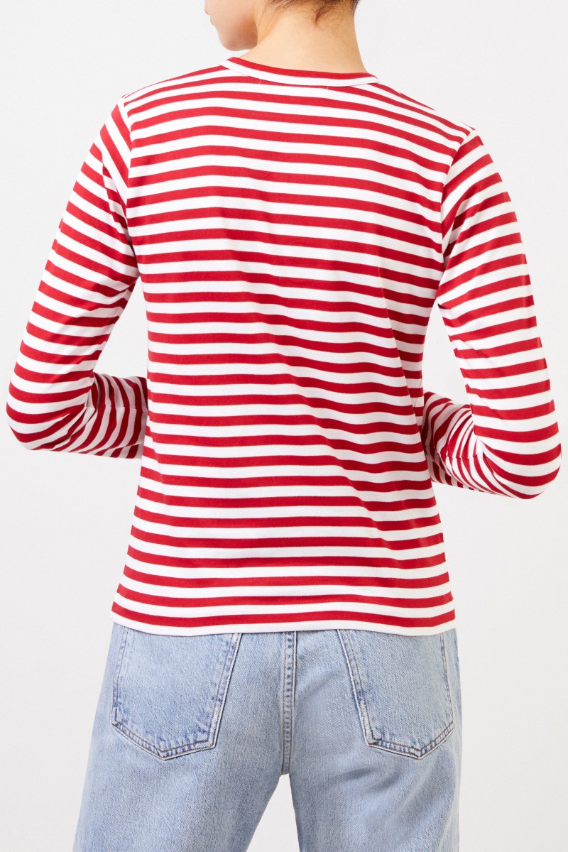 Comme des Garcons Play Gestreiftes Longsleeve Rot/Weiß