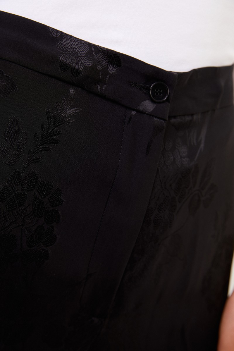 Etro Seidenhose mit floralem Muster Schwarz