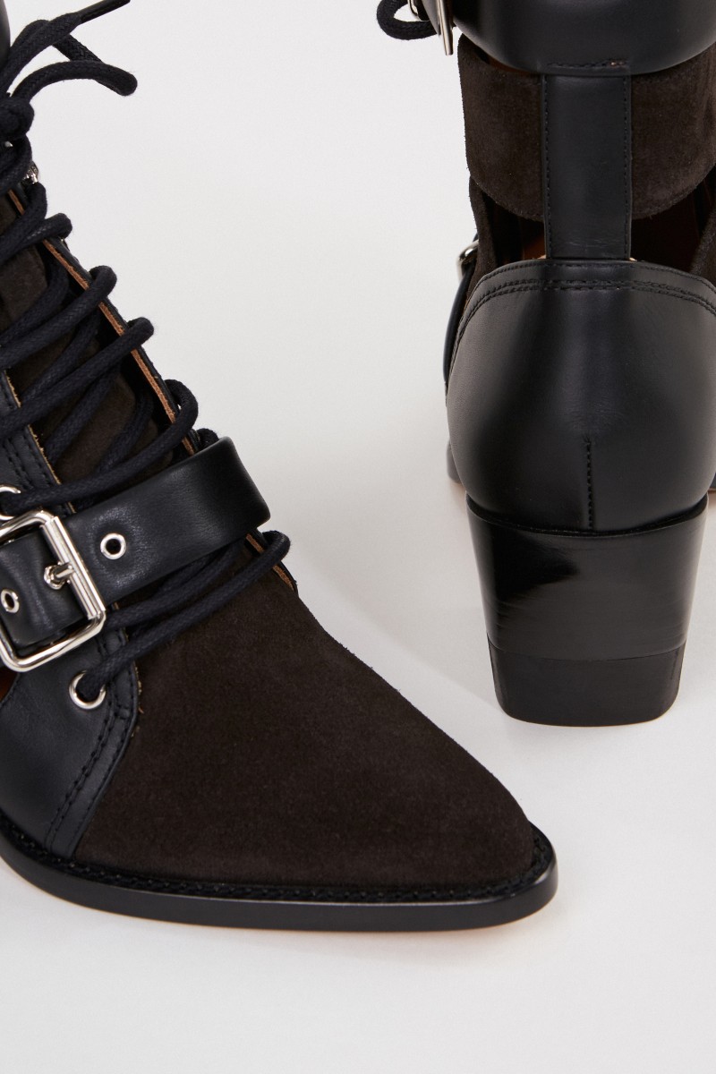 Chloé Veloursleder-Ankle-Boots 'Rylee' Schwarz/Braun