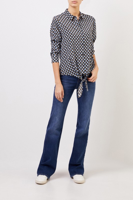 Steffen Schraut Gemusterte Seidenbluse mit Bindedetail Multi