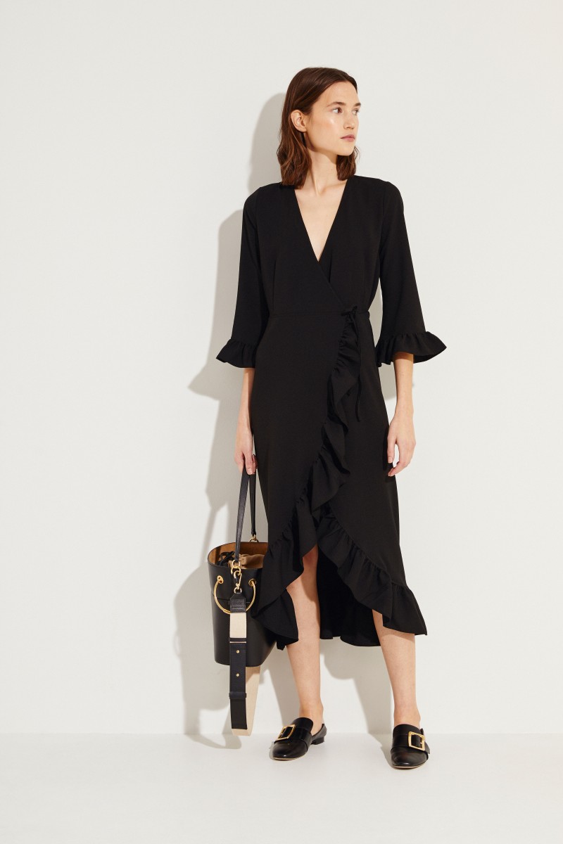 Wickelkleid 'Heavy Crepe' Schwarz