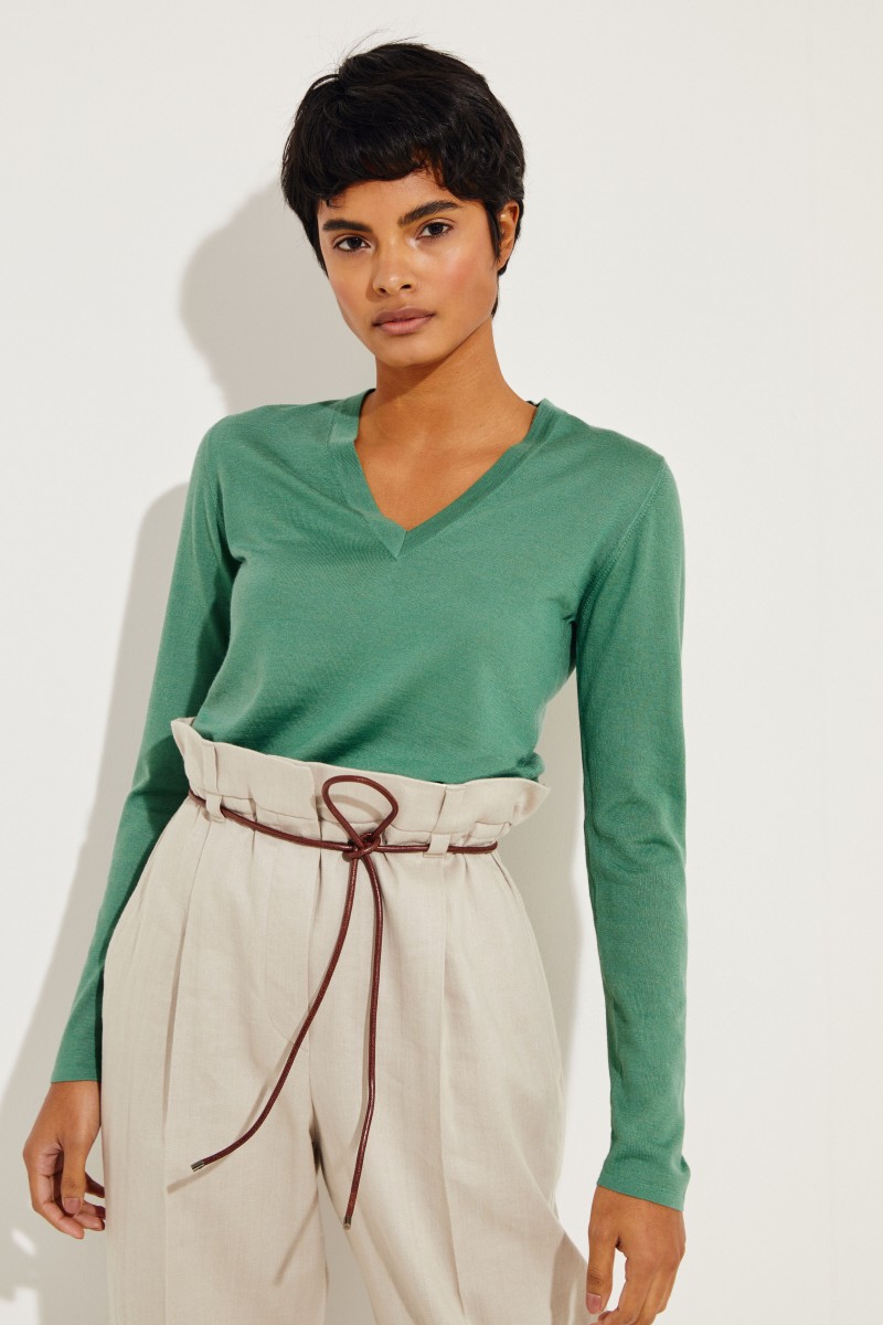 Cashmere-Seiden Shirt Grün