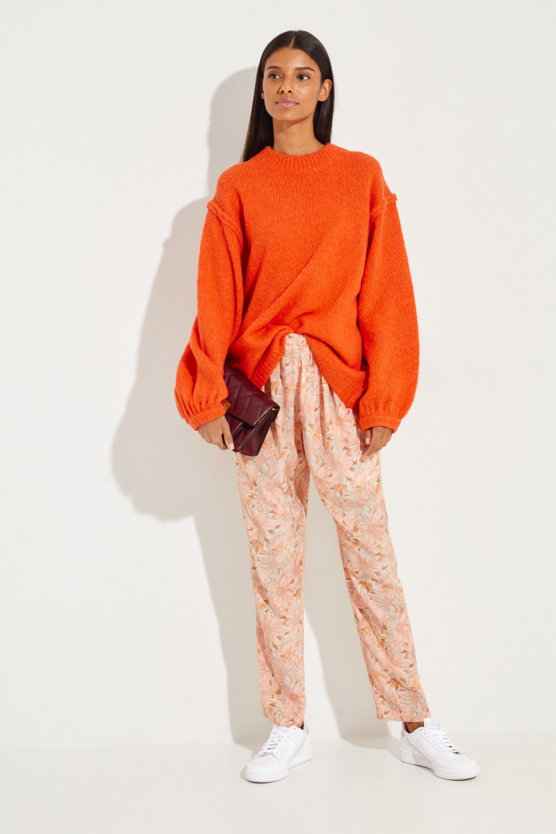 Seiden-Hose mit floralem Print Multi
