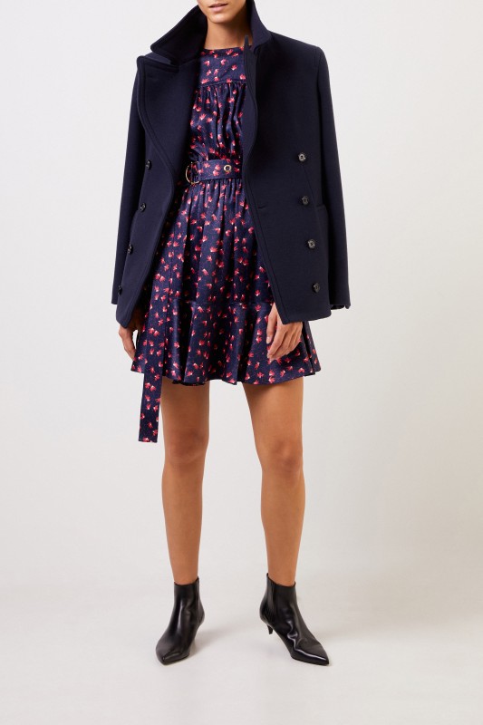 Chloé Zweireihiger Woll-Mantel Abyss Blue