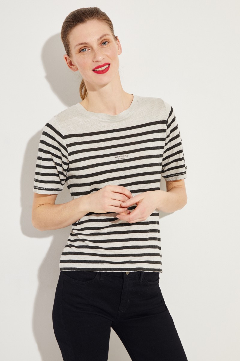 Gestreiftes T-Shirt Schwarz/Grau