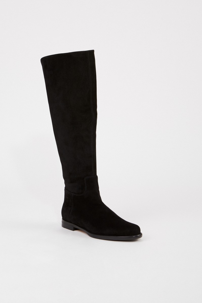 Unützer Veloursleder-Stiefel Schwarz