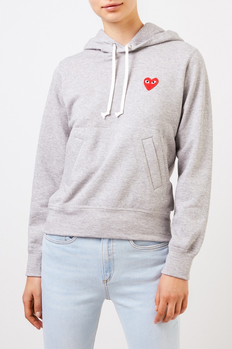 Hoodie mit Herz-Emblem Grau