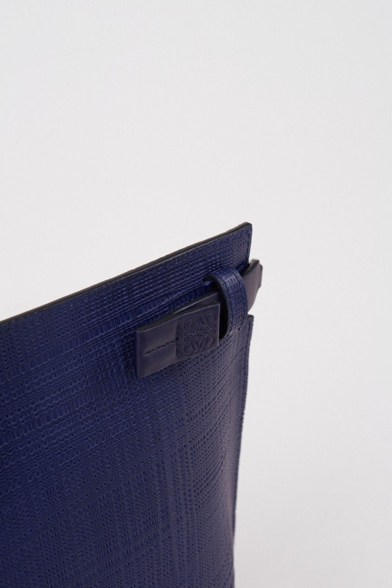 Strukturierte Clutch 'T Pouche Linen' Marineblau