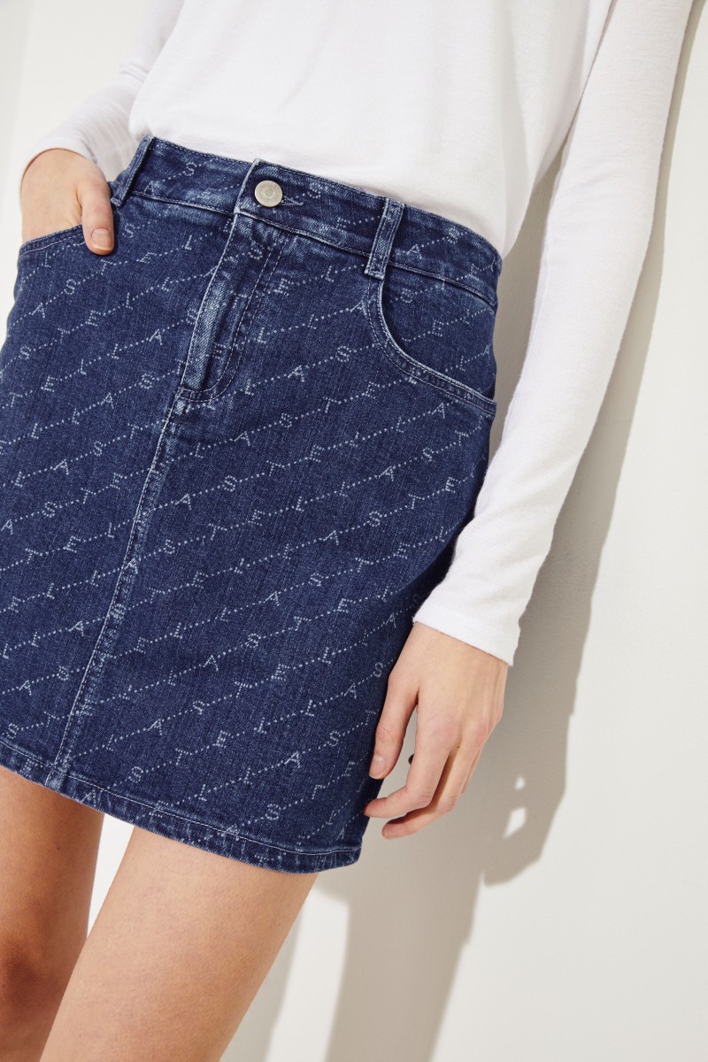 Jeans-Rock mit Logo-Aufdruck Blau
