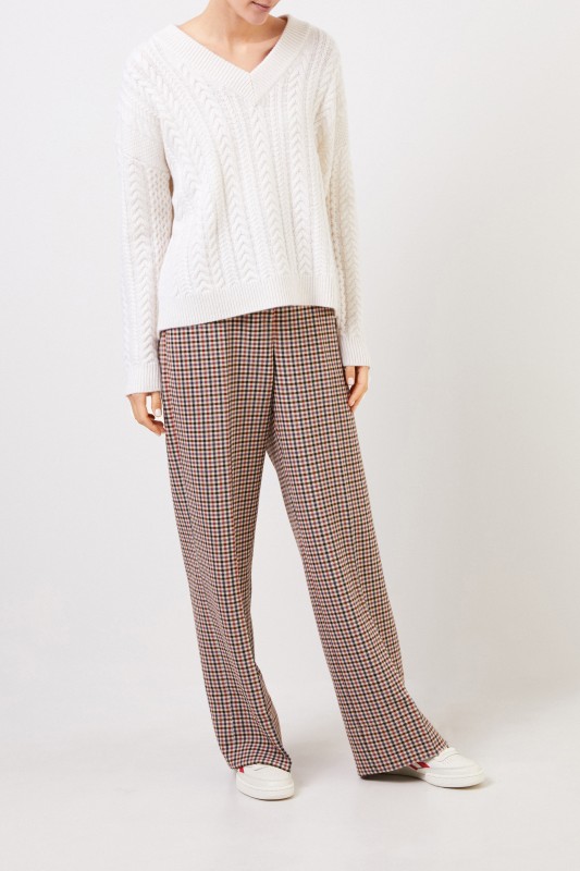 Tory Burch Hose mit Karomuster und Saumumschlag Multi