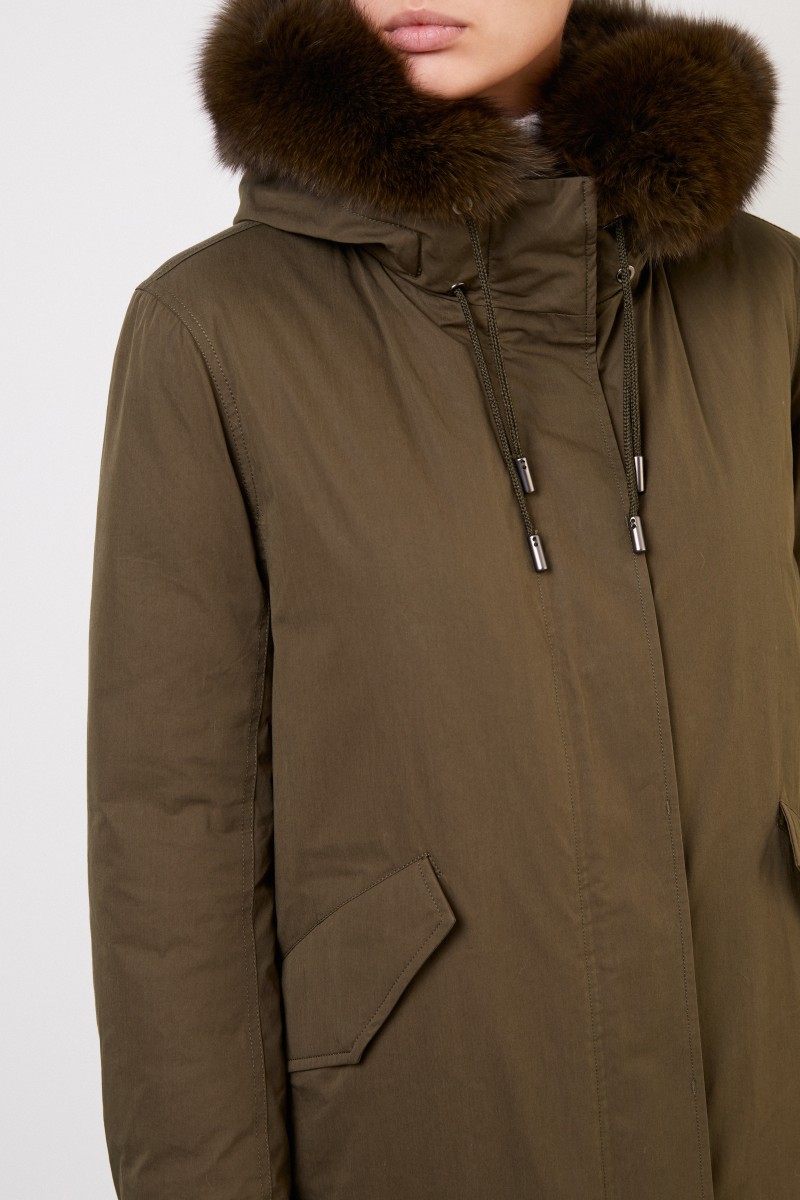 Army by Yves Salomon Parka mit Pelzkragen Olivgrün