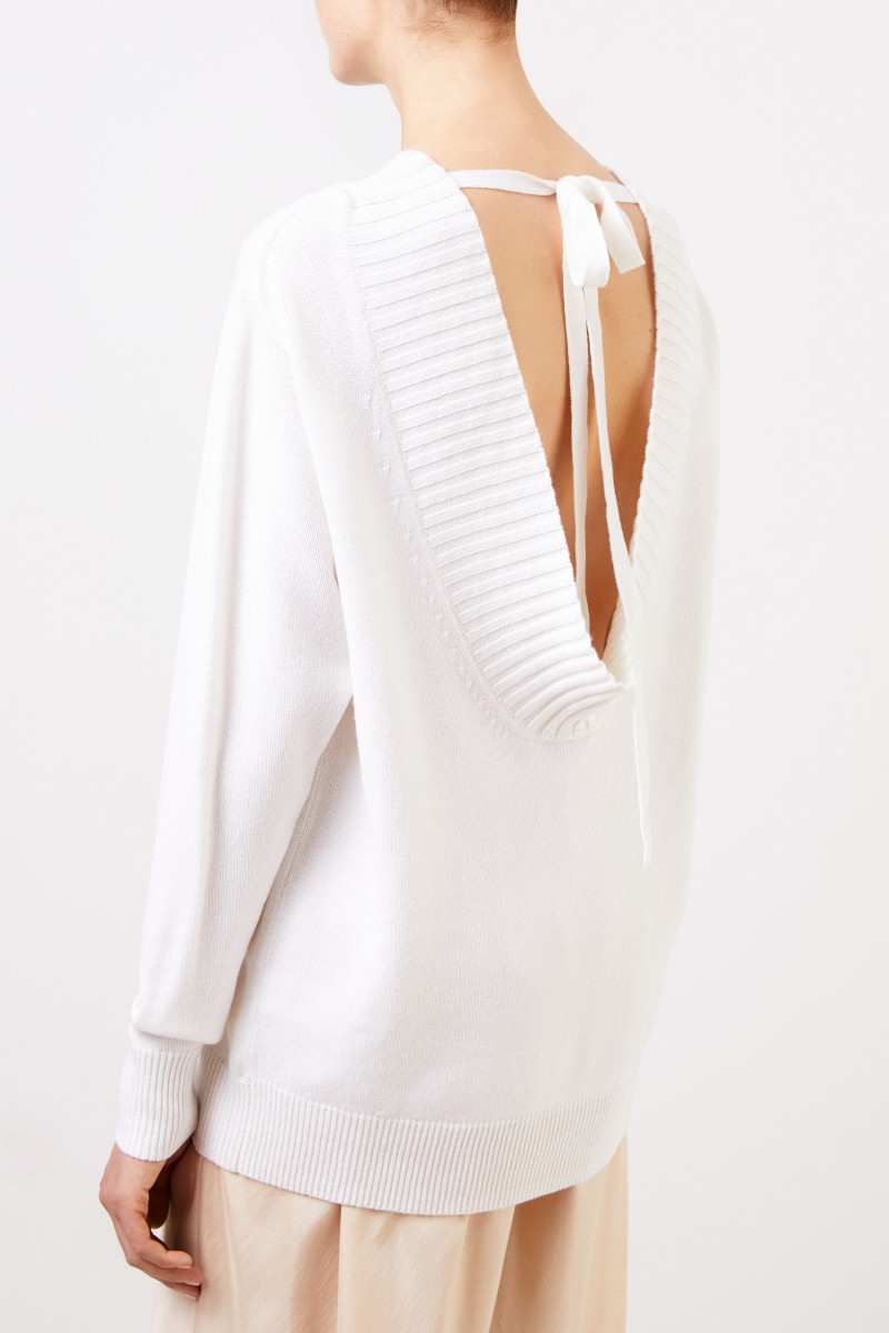 Chloé Cashmere Pullover mit Schleifen-Detail Weiß