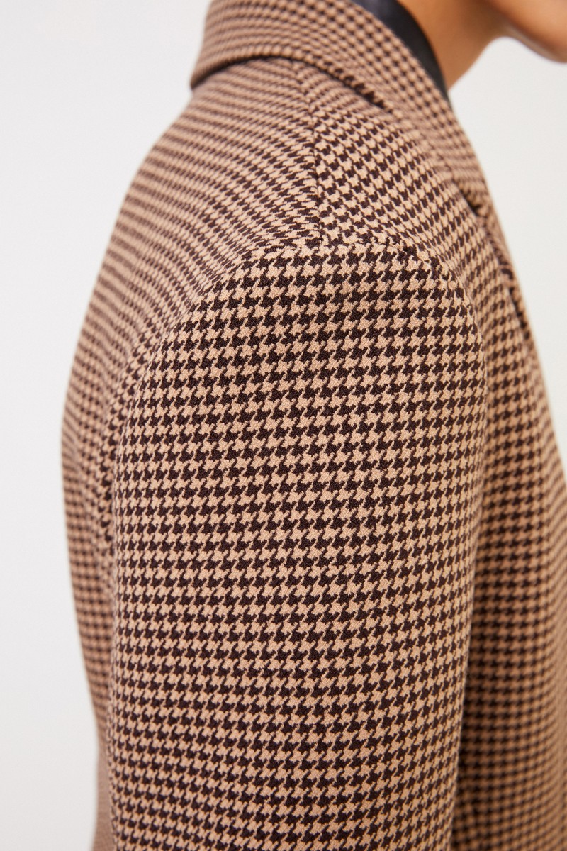 Joseph Woll-Mantel mit Hahnentritt Beige/Schwarz