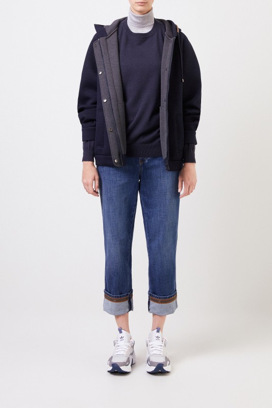 Brunello Cucinelli Klassischer Cashmere-Pullover Marineblau