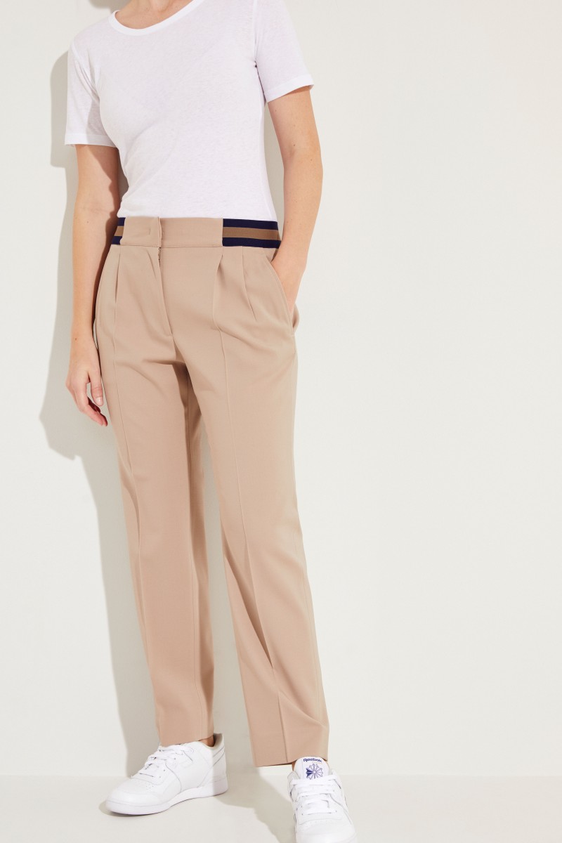 Woll-Hose mit elastischem Bund 'Irina' Beige