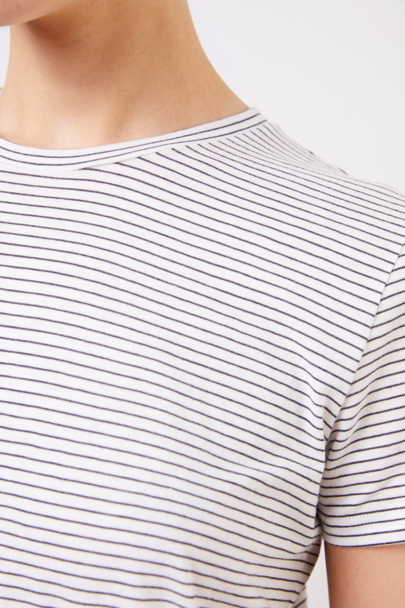 Vince Gestreiftes T-Shirt Weiß/Blau