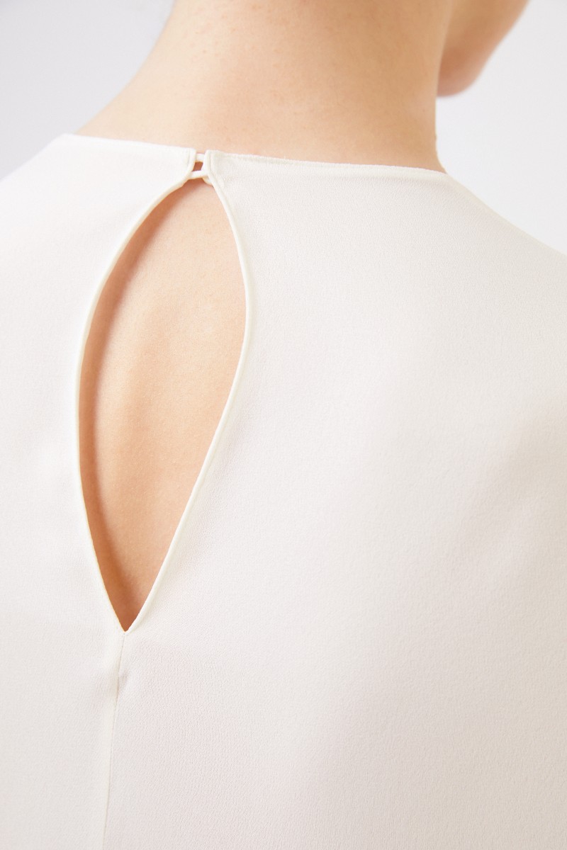 Valentino Seiden-Bluse mit weiten Ärmeln Crème