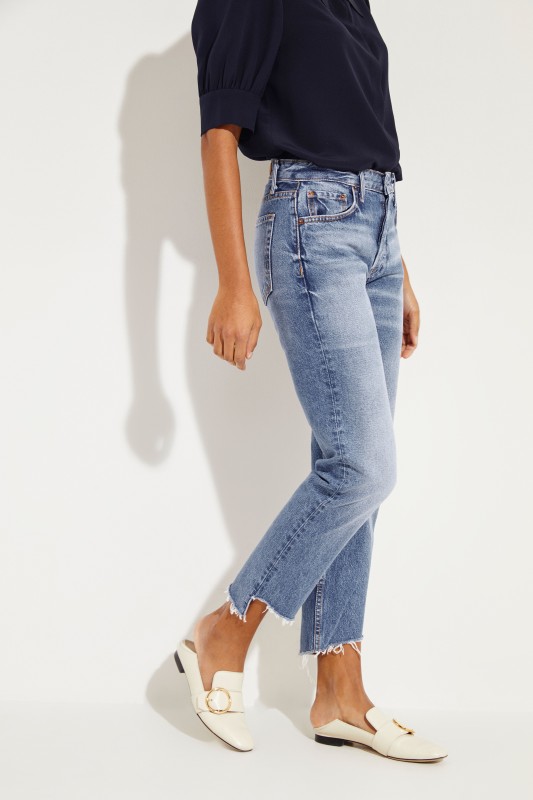Jeans 'Helena' mit ausgestelltem Saum Blau
