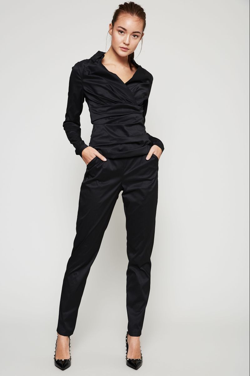 Wickel-Bluse 'Panama1' Schwarz