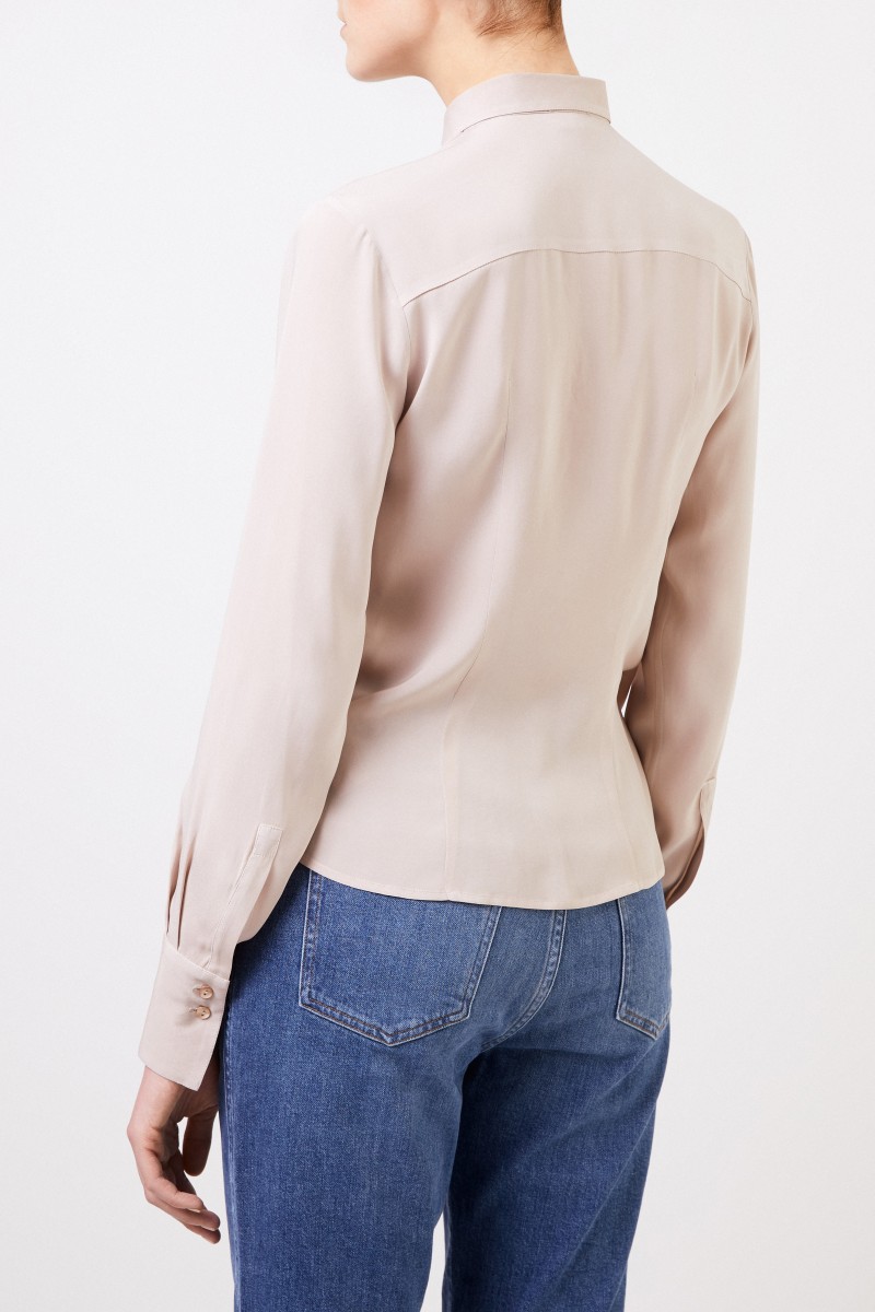 Her Shirt Seidenbluse mit Wickelelement Champagner