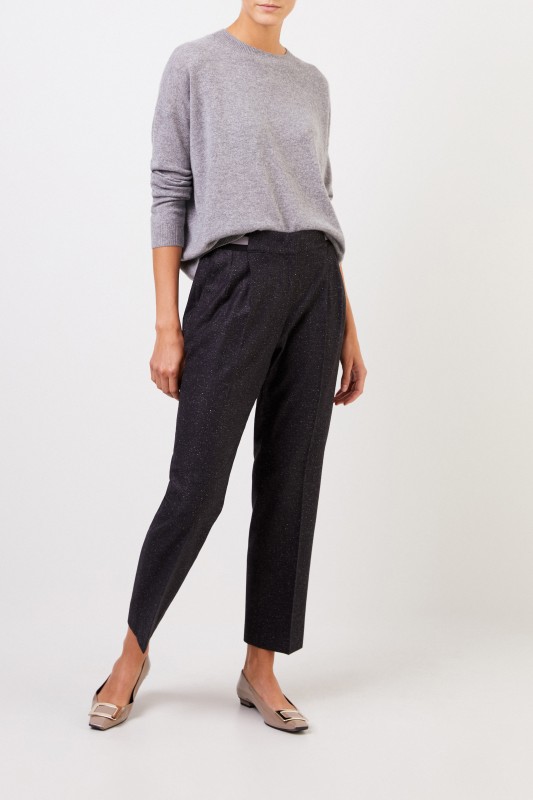 Gabardinehose 'Janna' mit Gummibund Anthrazit