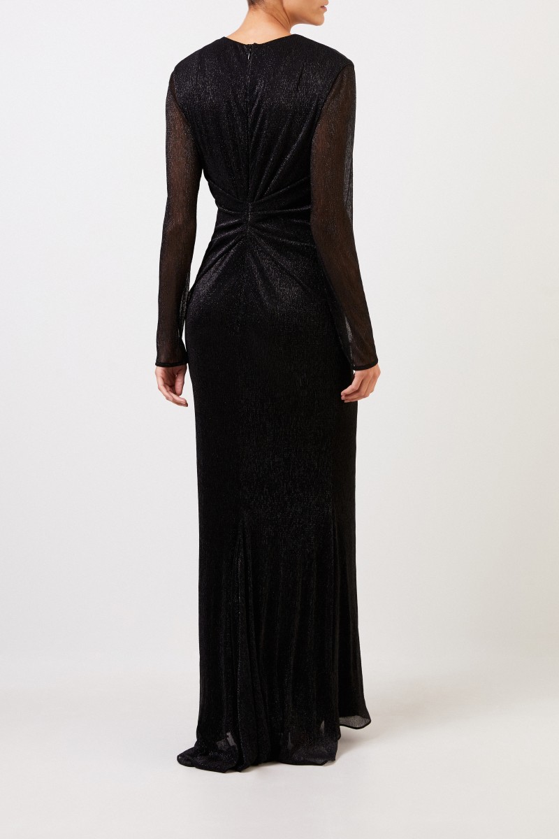 Talbot Runhof Langes Abendkleid mit Lurexdetails Schwarz
