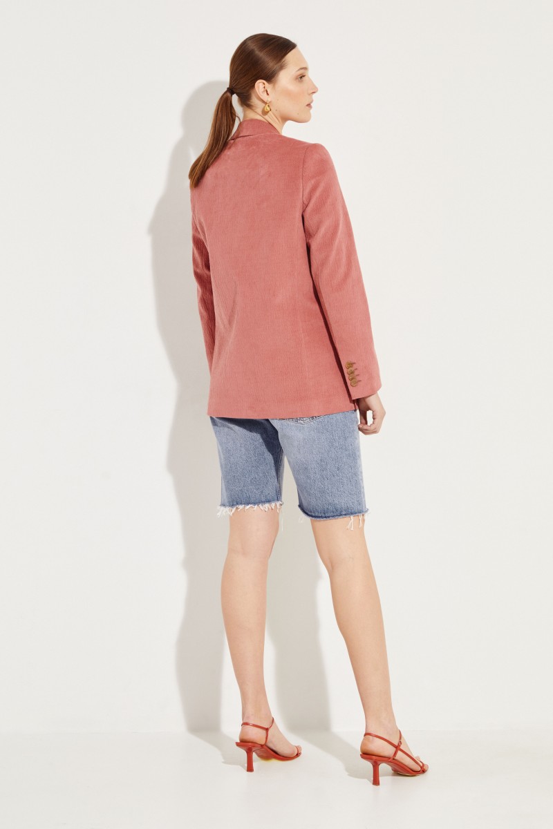 Baumwoll-Blazer mit Struktur Rosé