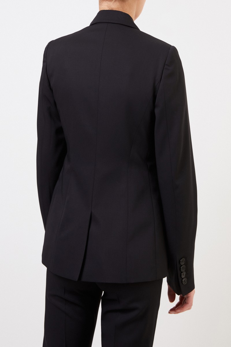 Woll-Blazer mit Steppnaht Schwarz