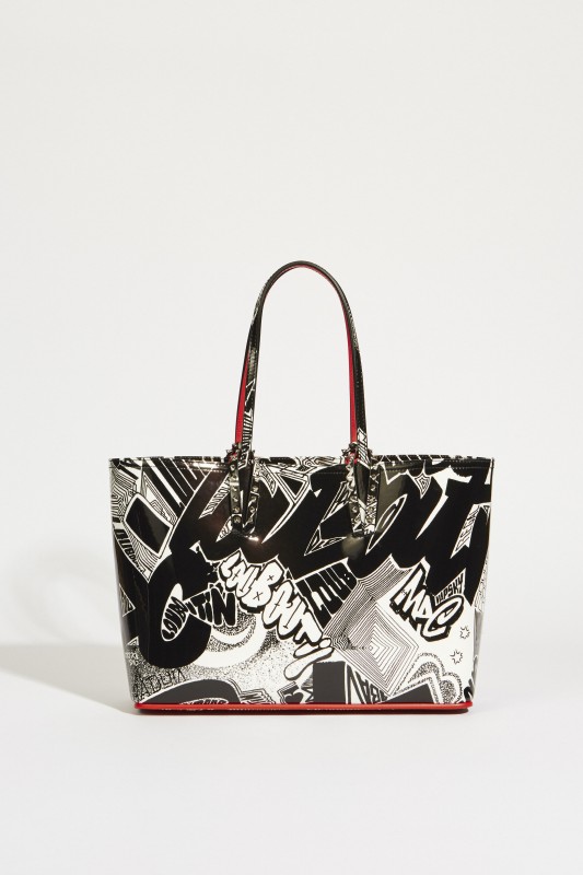 Shopper 'Cabata Small' mit Grafitti-Design Schwarz/Weiß